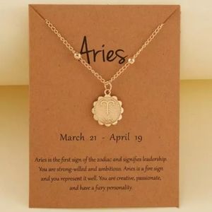 Aries Necklace. Zodiac Horoscope Tarrot Mystical Birthday Gold Pendant Gift Boho